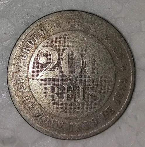 Moeda de 200 Réis (BC). Ano: 1900 (Data escassa)