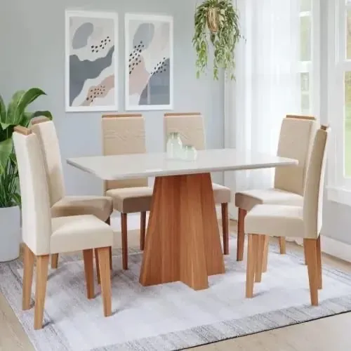 Mesa de jantar 6 cadeiras 160x80 tampo de vidro entrego hoje R$1.899,99 a vista