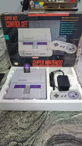 SUPER NINTENDO FAT NA CAIXA + CONTROLE ORIGINAL