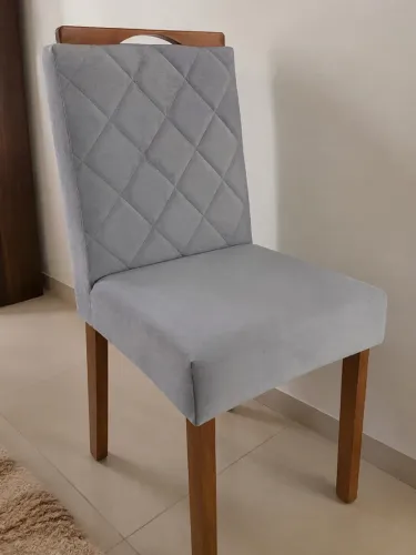 Kit 2 Cadeiras Stela Com Puxador Moderna Estofada Sala de Jantar Luxo