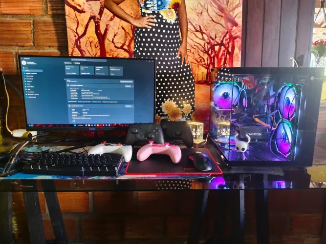 Pc completo AMD, ideal para estudos e jogos.