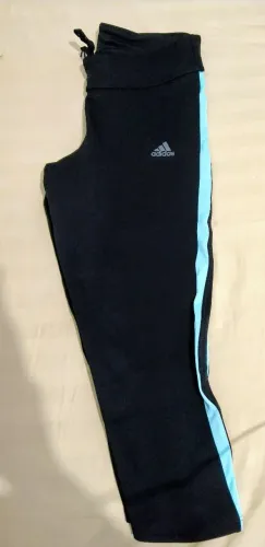 Legging Preta com Faixa Azul - Adidas
