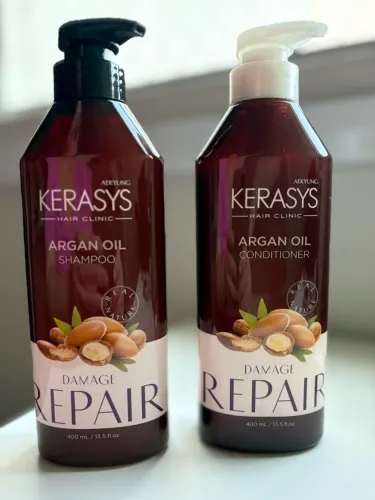 Shampoo e condicionador argan oil da kerasys, 400ml cada