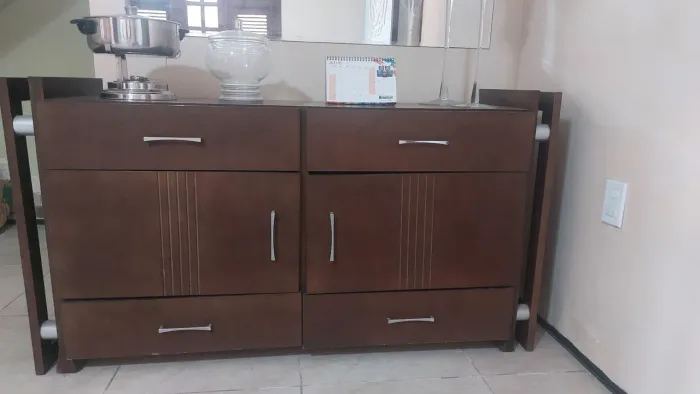 Balcão Buffet Aparador para Sala de Jantar - Madeira Escura