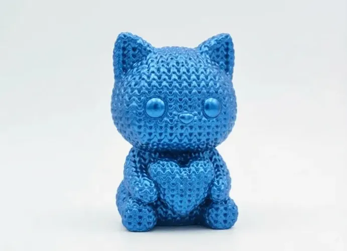 gato de tricô com coração