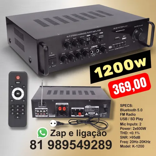 AMPLIFICADOR DE SOM 1200W