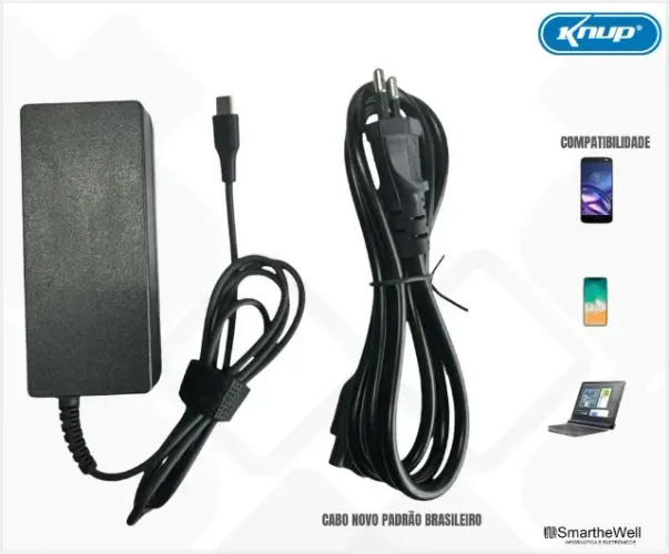 Fonte Carregador USB-C 20V 65W para Notebook