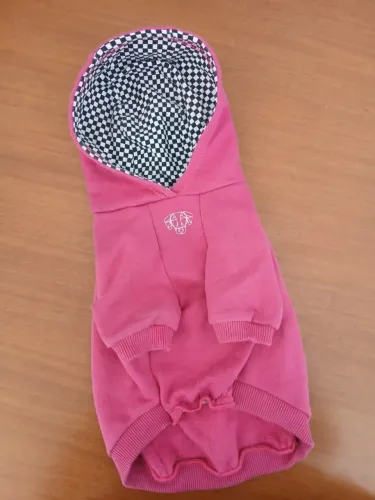 Casaco Pet Urban Puppy Moleton Pink Capuz Xadrez -TAM14