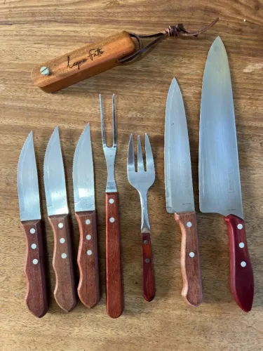 Kit Facas Tramontina 9 Peças Churrasco Aço Inox Cabo Madeira