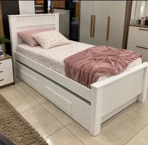 Bicama Branca Cama Solteiro Com Auxiliar Sem Colchões (Entrega Rápida Produto Novo)