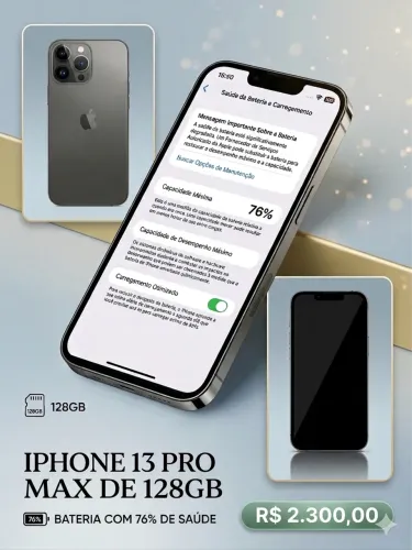 iPhone 13 Pro Max 128GB Graphite + Caixa Original - Impecável