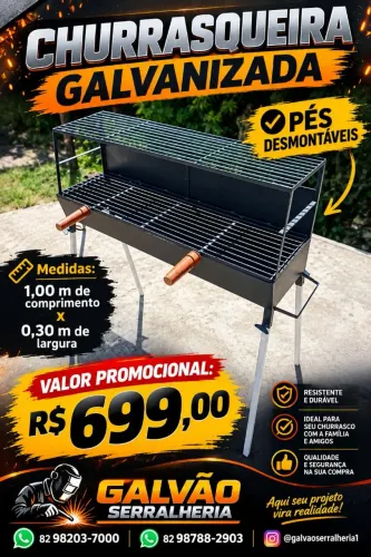 Churrasqueira galvanizado ideal para espetinho