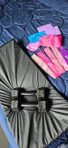 Kit ginástica - colchonete, halteres 5kg, bands e mini bands