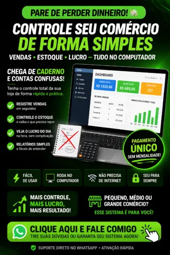 Sistema Pdv Nano Erp - Controle De Vendas E Estoque Vitalício