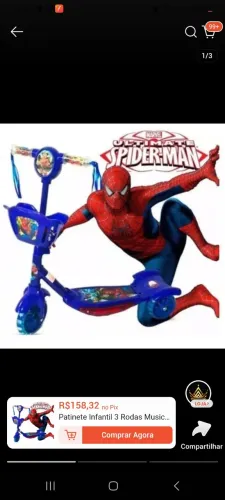 Patinete Homem Aranha
