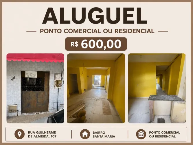 Aluga se casa ou ponto comercial