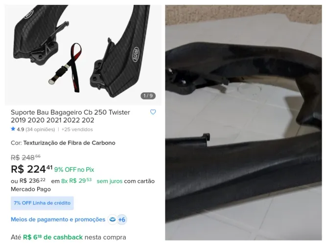 Suporte bagageiro CB Twister 2019 até 2022