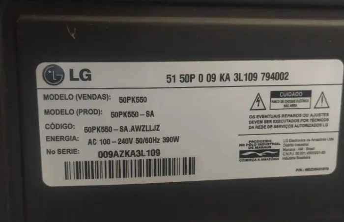 Display Tv plasma lg 50pk550 -Usado com detalhe