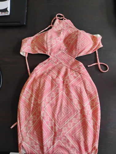 Vestido PP/P rosa com brilho Dourado 