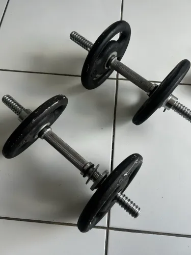 Barra Halter Maciça 40cm Recartilhada Com Rosca Par Yangfit