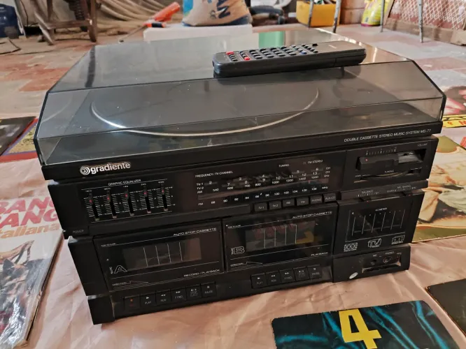 Som Gradiente MS-77 Vintage + Coleção de Vinil e K7 - Funcionando