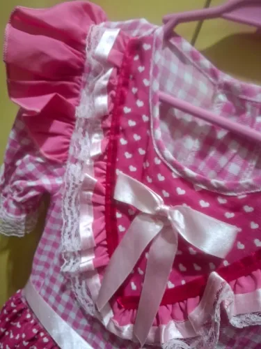 Vestido Infantil Festa Junina Rosa Xadrez Colorido São João 2026 Quermesse