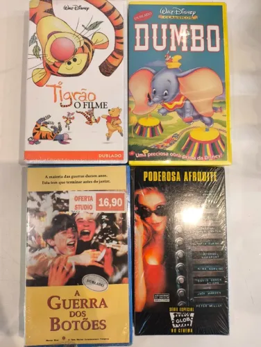 Fita Em VHS Disney  - Tigrão - Dumbo - A guerra dos botões  - poderosa Afrodite LACRADAS 