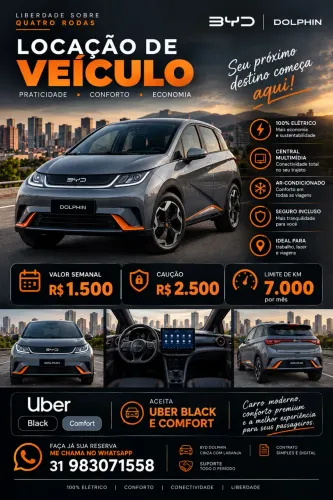 ALUGO BYD DOLPHIN PARA MOTORISTA DE APLICATIVO