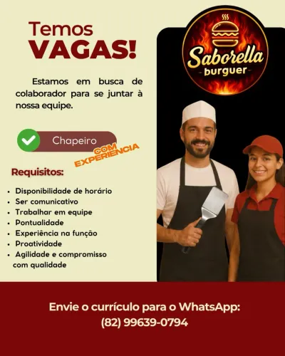 Vaga para chapeiro com experiência