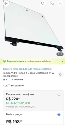 Tampa fogão 4 bocas Eletrolux