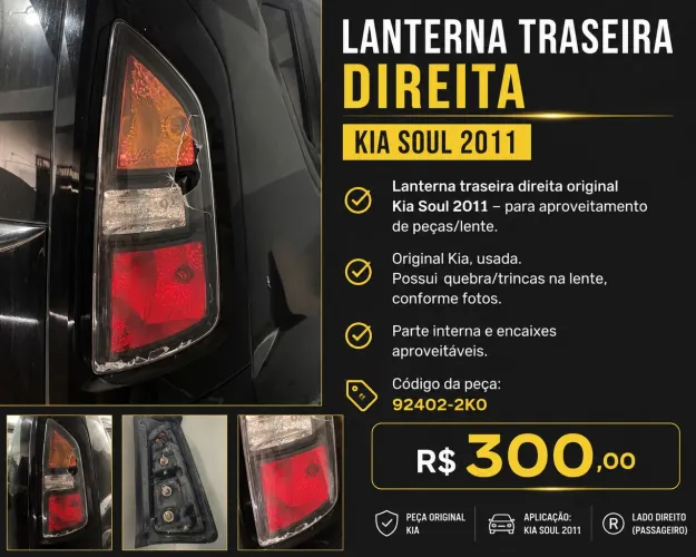 Lanterna traseira usada para reaproveitamento de peças.