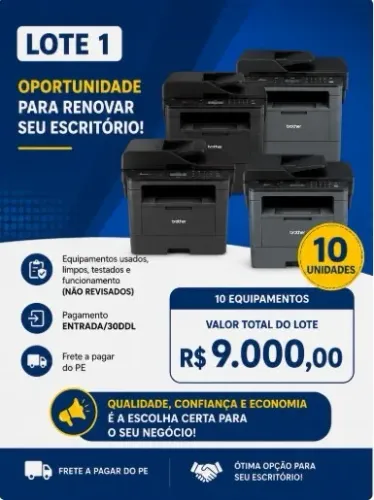 ? LOTE 1 - Brother DCP-L5652DN ? LOTE COM 10 IMPRESSORAS BROTHER DCP-L5652DN