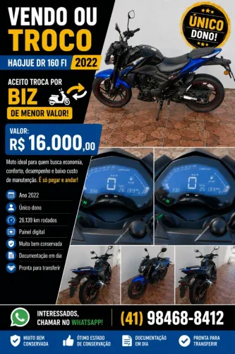VENDO OU TROCO - Haojue DR 160 FI 2022