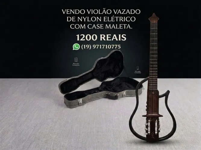 Violão vazado de Nylon, elétrico com afinador 
