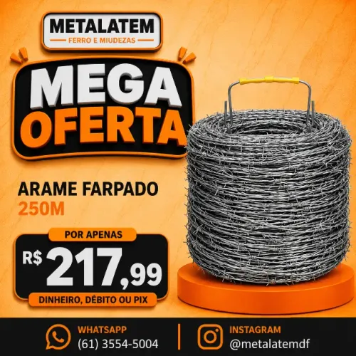 Arame Farpado Galvanizado 250m