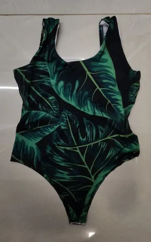 Maio estampado folhas verdes escuras
