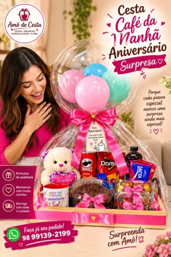 Cesta Café da Manhã Surpresa de Aniversário