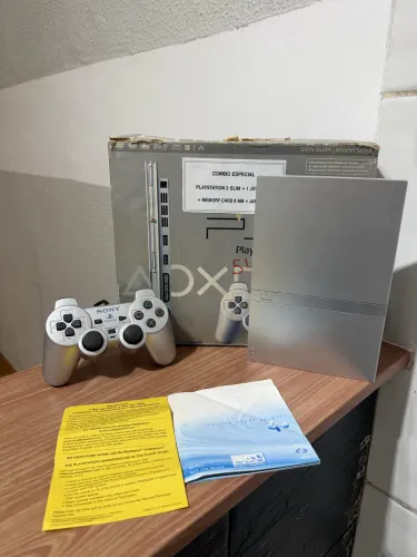 Playstation 2 Prata com caixa e controle original (slim silver) Ps2
