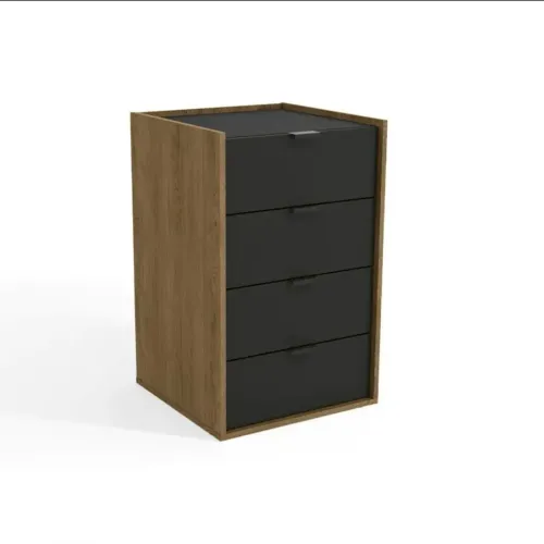 Gaveteiro Organizador para Escritório Volante 4 Gavetas Freijó/Preto Fosco Kappesberg