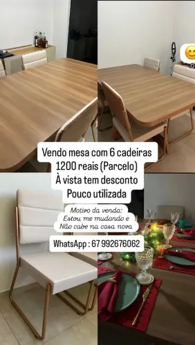 Mesa de jantar 6 lugares 