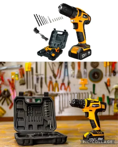 Parafusadeira e Furadeira WAP SEM FIO Bateria 12V com Maleta e 13 Acessórios