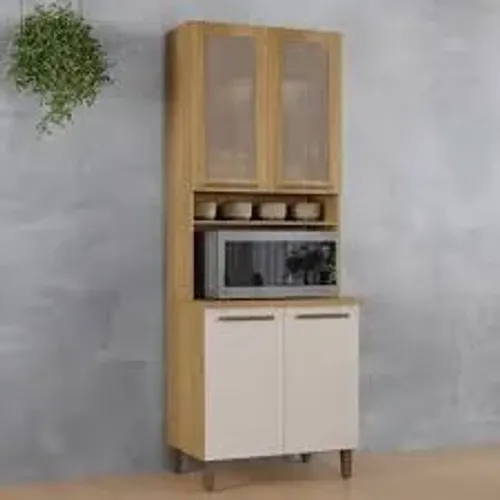 Armário de Cozinha Paneleiro 4Pts Cinamomo.Off White Arte Moveis - Entrega Rápida!