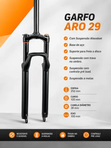 Garfo 29 Com Suspensão e Trava