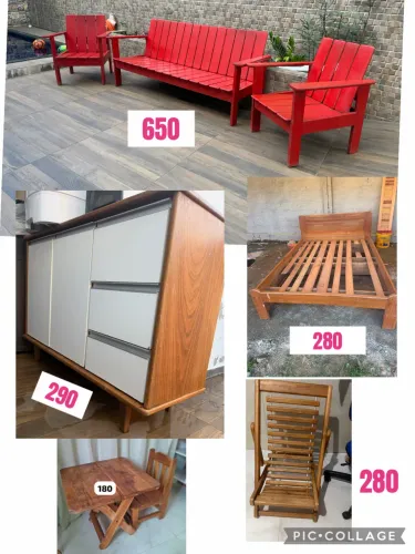 móveis tudo de madeira cama, cômoda, poltronas, cadeiras,