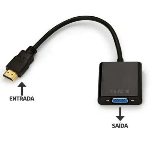Cabo Conversor Adaptador HDMI para VGA com Saída de Áudio Cabo P2