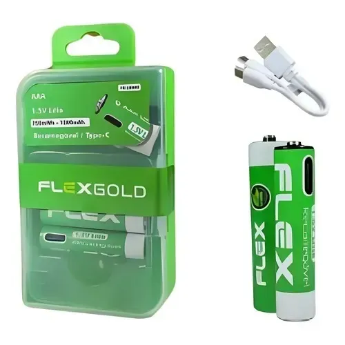Pilha AAA (palito) Recarregável Usb - Tipo C Lítio 1200mah Com 2 Unidades