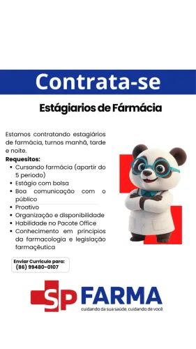 Contrata-se estagiários de farmácia SP FARMA 