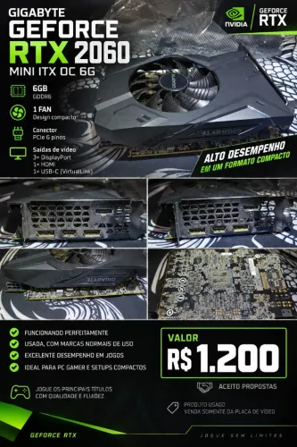 RTX 2060 Gigabyte Mini ITX OC 6GB GDDR6 - Placa de Vídeo