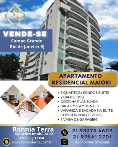 Apartamento 3 Qts no Residencial Maiori - Campo Grande- RJ