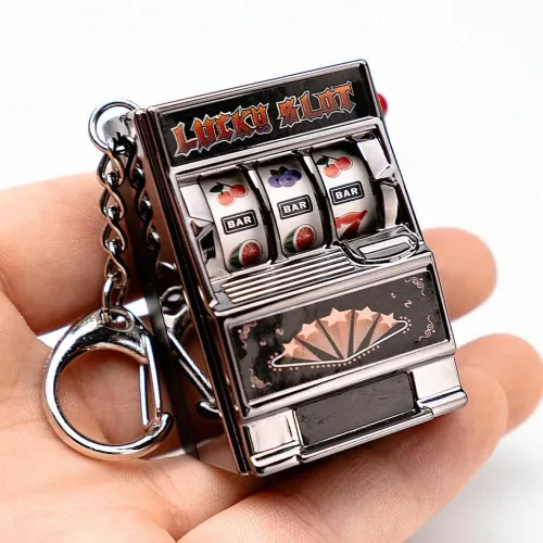 Chaveiro miniatura máquina slot de caça níquel